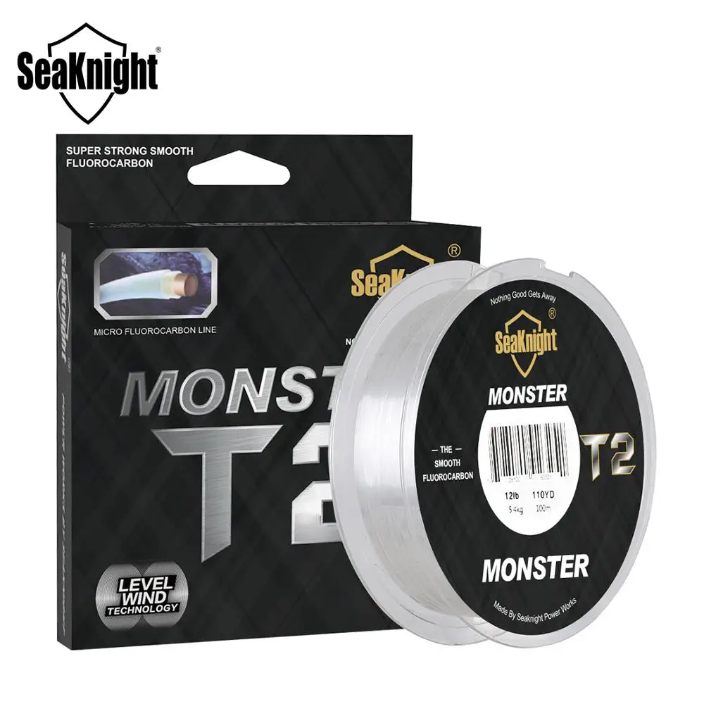 SeaKnight MONSTER T2 100 м двойная фторуглеродная структура леска 0,148-0,5 мм 3-35LB с низкой памятью фторуглеродная Тонущая линия