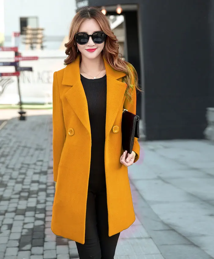 Осенне-зимняя куртка, Женское пальто, шерстяное пальто, костюмы размера плюс, 3xl, 4xl, большой, большой, длинный, черный, тонкий, Смешанная одежда, верхняя одежда