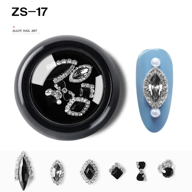 ZS-17 6 шт./кор. смешанный Шарм Сплав Стразы 3d-украшения для ногтей жемчуг Кристалл Бриллианты Ювелирный Дизайн Маникюр DIY украшения - Цвет: ZS-17