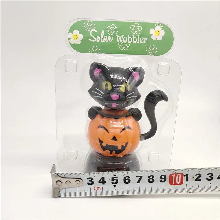 Cross Border Solar Creative Sway Pumpkin Cat Bobble Head Doll Car Decoration Cartoon Decoration Gift CHILDREN'S Toy