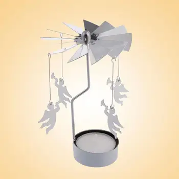 

Rotating Angel Night Light Candle Holder Home Office Decoration Gift Silver