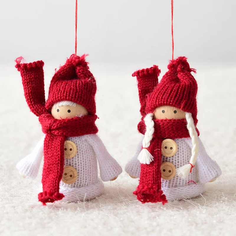 10x7cm 2pcs Милый фетр Ангел Кукла девочка Рождественская елка украшения подвесной кулон для Дома Деревянная Рождественская елка украшения Рождественский подарок для детей - Цвет: 10x7cm 2pcs