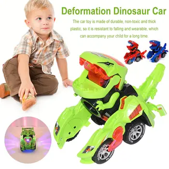 

Deformation LED Car Kids Dinosaur Toys Play Vehicles With Light Flashing Music Electric Deformation Dinosaur Toy Car Gift