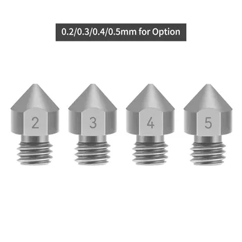 

3pcs TC4 Titanium Alloy Nozzles 0.2/0.3/0.4/0.5mm Optional M6 Thread MK8 Extruder Nozzle for 1.75mm Filament for CR-10 Ender 3