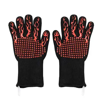 

1 Pair Heat Resistant Thick Silicone Cooking Baking Barbecue Oven Gloves BBQ Grill Mittens Dish Washing Gloves Kitchen Su