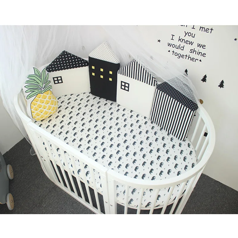 

4Pcs/Set Cotton House Shape Baby Bumper Crib Cot Pillow Cushion Soft Kids Bed Pretector Pads Children Room Decor Newborn Gifts