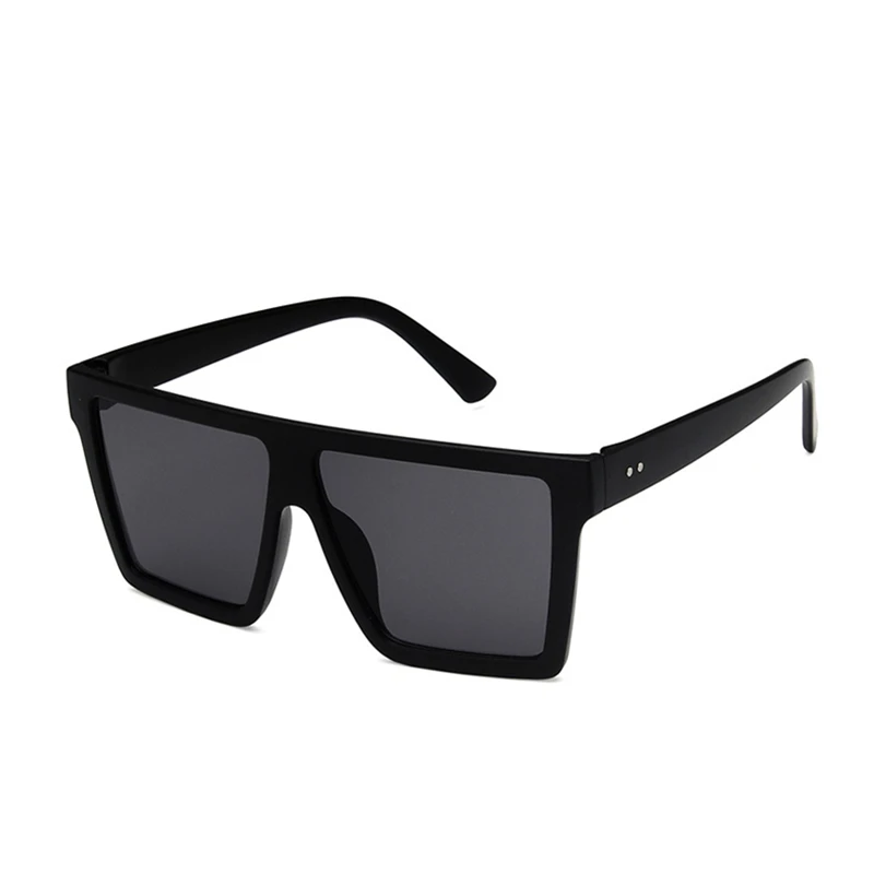 Солнцезащитные очки с плоским верхом для мужчин и женщин, брендовые дизайнерские негабаритные квадратные модные цельные солнцезащитные очки с линзами для женщин, мужские солнцезащитные очки с зеркальным покрытием - Цвет линз: SCRUB BLACK