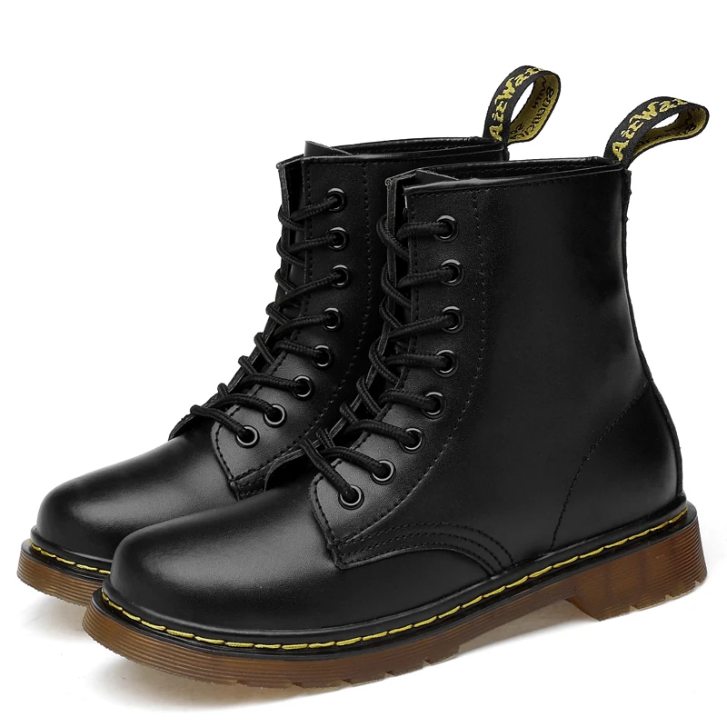 Кожаные ботинки; Зимняя мужская обувь; мужские ботинки; Dr. Martins; неразъемная обувь; мужские ботинки; Британские военные ботинки; коробка; ST324 - Цвет: 1460FUR black