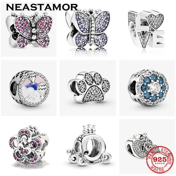 

Fit Original Pandora Charms Bracelet Silver colour butterfly LOVE Round shape CZ charm bead DIY Jewelry Making Berloque