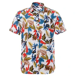 Chemise hawaïenne à manches courtes pour homme, Blouse d'été en pur coton, imprimé plage, coupe régulière, taille américaine 