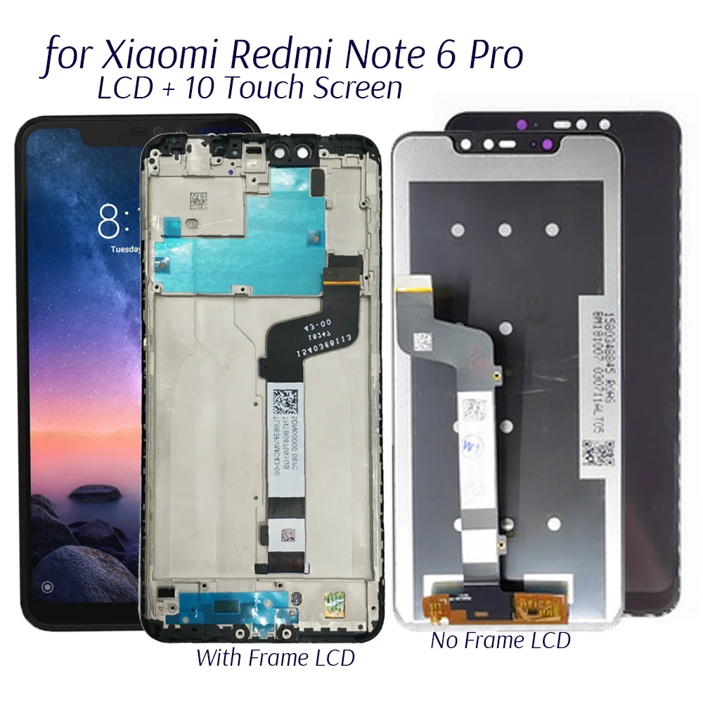 Дисплей для Xiaomi Redmi Note 6 Pro ЖК дисплей 10 дюймов сенсорный экран замена