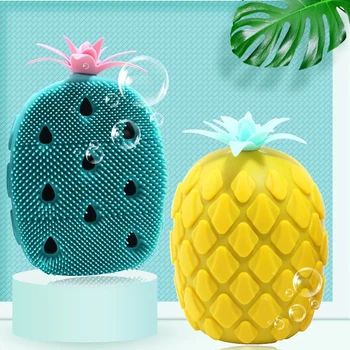 

Bath body brush Cute Pineapple Scrubber Super Soft Silicone to Exfoliating SPA Blackhead Facial Clean Brush Silicone Baby Shower