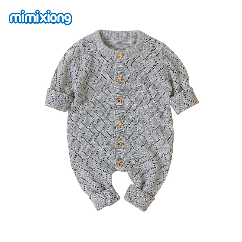 Baby Rompers Knitted Fashion Candy Color Newborn Boys Jumpsuits Pajamas Spring Autumn Infant Girls Overall Children Clothes 0-2Y