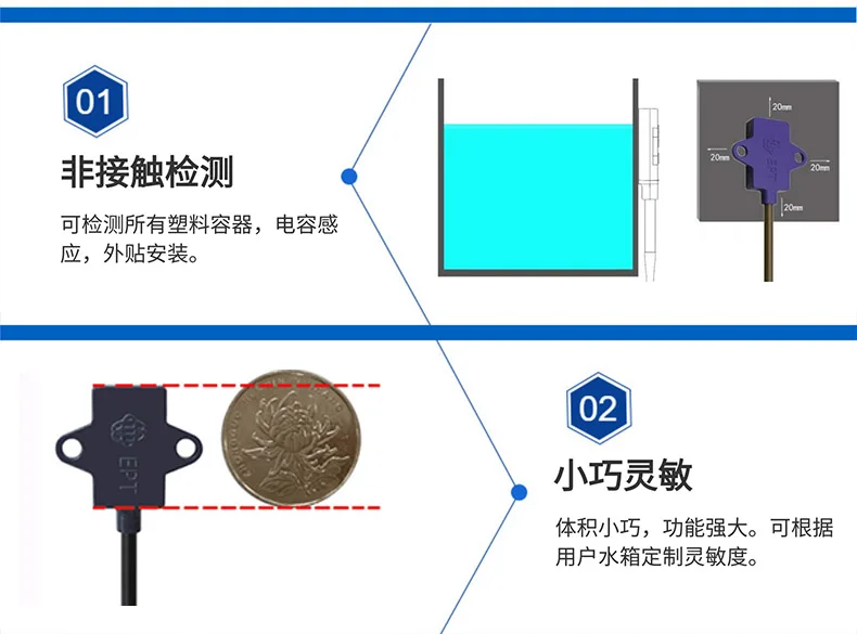 Superminiature capacitivo sensor de nível líquido sem