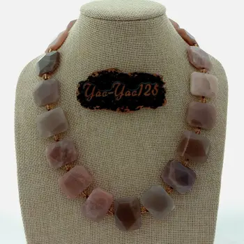 

19'' 19MMx24MM Natural Sunstone Faceted Rectangular Necklace