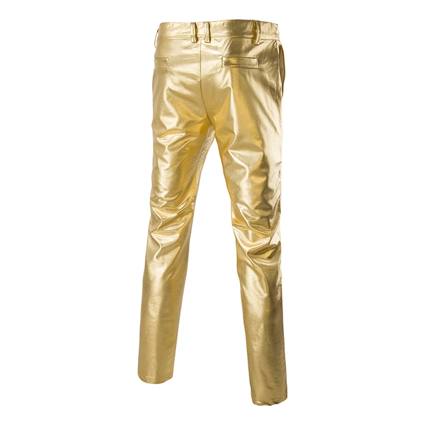 Модные новые золотые обтягивающие Серебристые обтягивающие привлекательные брюки прямые мужские брюки костюмы для ночного клуба для танцовщиц - Цвет: Gold