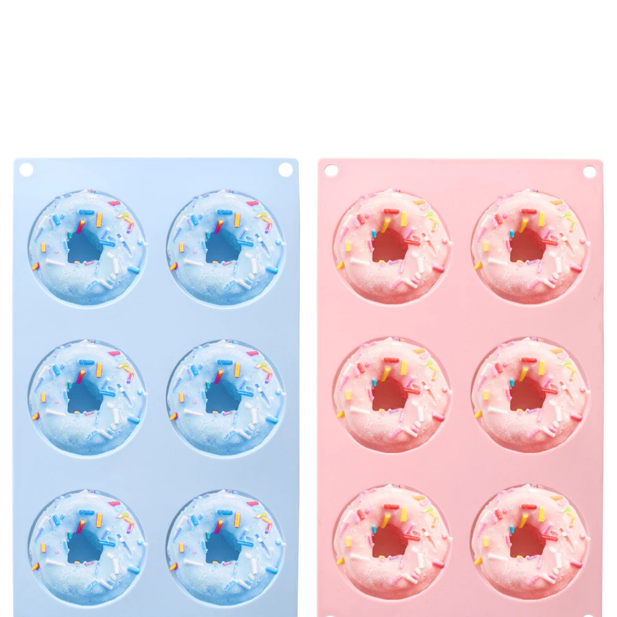 DIY Macarons Color 6 Cavity Donuts Silicone Mould Kitchen Bakery Donut Baking Pan Non-Stick Mold Handmade Baking Decoration Tool