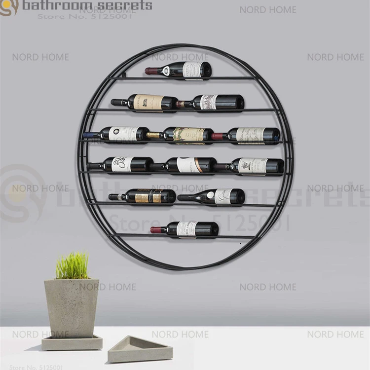 European Wine Rack Wall Hanging Wrought Iron Wine Rack Cafe Bar Wall Creative Restaurant Wine Display Stand Wine Cabinet