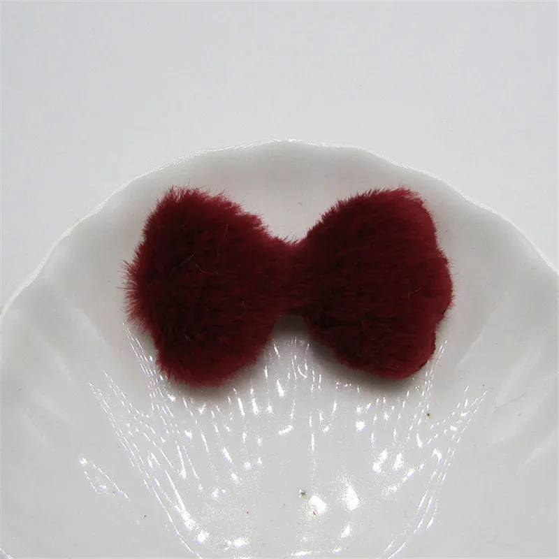 10-50 шт Имитация кроличьего меха Bowknots мягкие украшения DIY рукоделие поставки дети шпилька аксессуары материал украшения - Цвет: Wine red bow