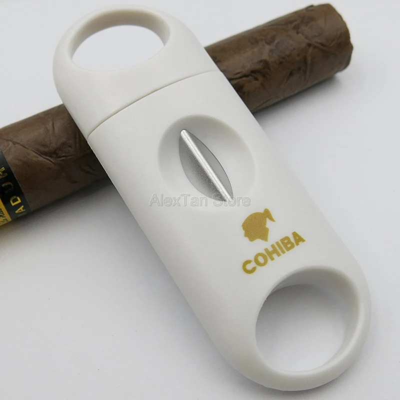 COHIBA брендовые пластиковые v-образные сигары резак острые сигареты резка металла нержавеющая сталь лезвия гаджеты сигары