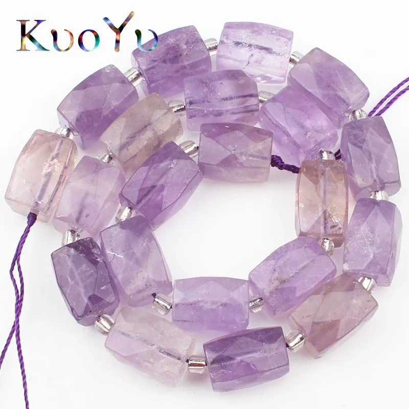 

Natural Genuine Amethysts Light Purple Quartz Crystal Beads Faceted Column Loose Beads For Jewelry Making Diy Bracelet 11x16mm