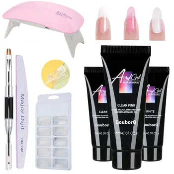 

DouborQ 8Pcs Nail Dryer Poly Gel Kit with Fake Nails Tips Acrylgel Sets Kits