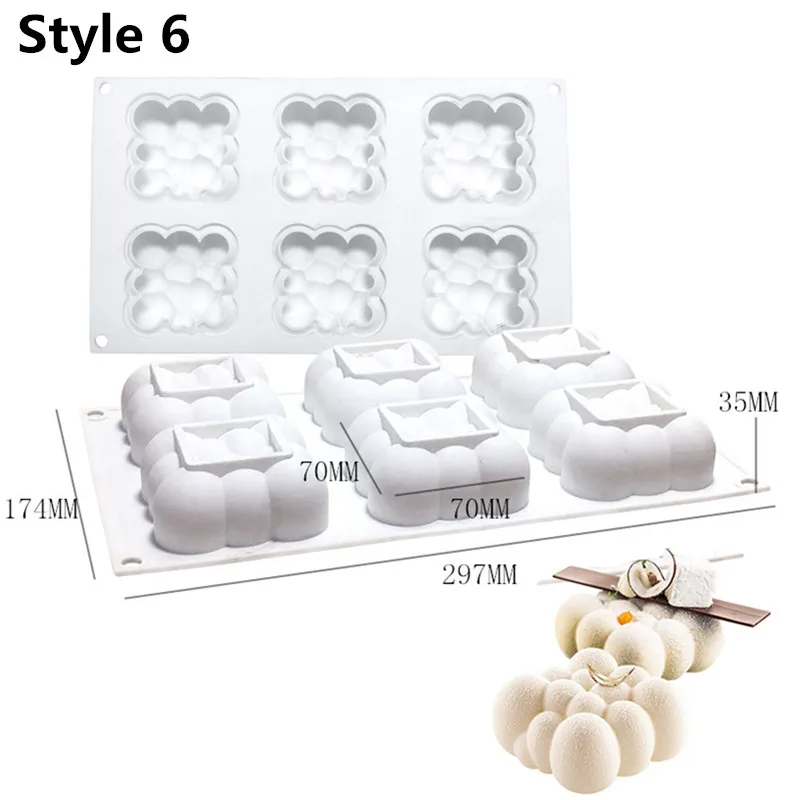 SHENHONG новая форма для выпечки для муссов и десертов силиконовая 3D форма Silikonowe Moule кондитерские изделия сковорода жаропрочная посуда для фондан - Color: Style 6