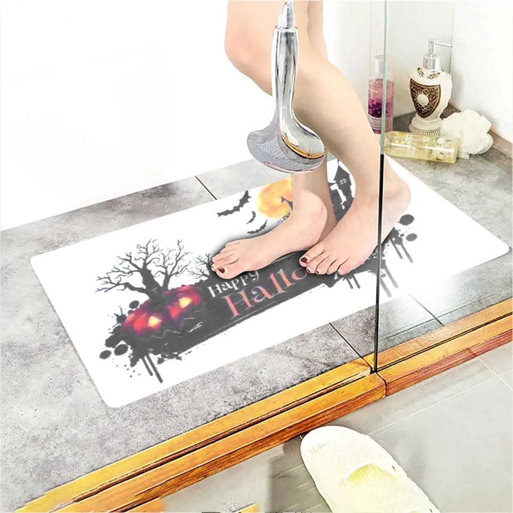 Противоскользящие коврики для ванной комнаты подарок на Хэллоуин узор тыквы