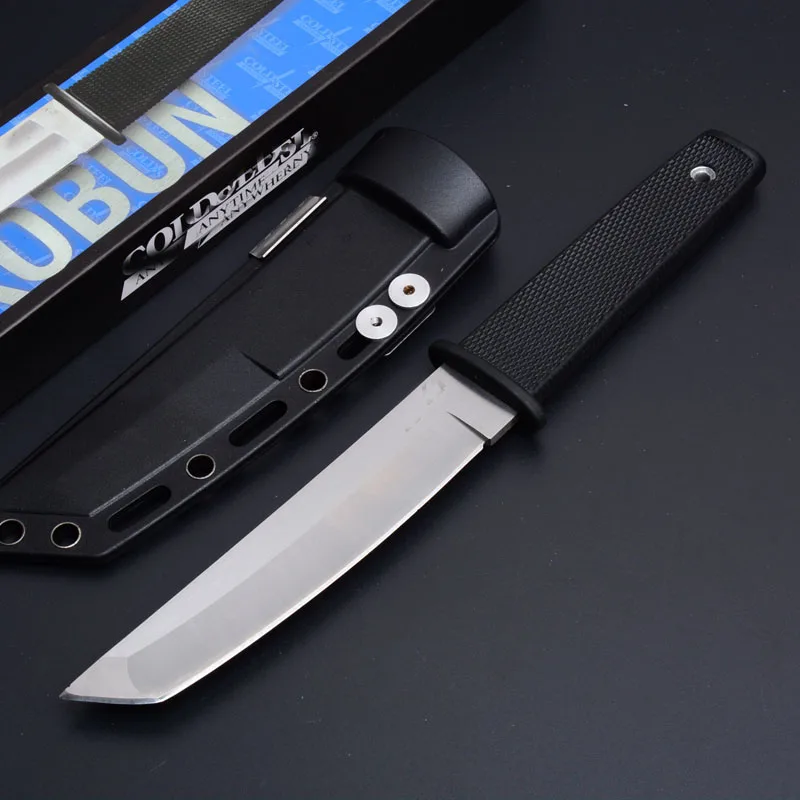 NEW Cold Steel AUS 8A Blade rubber plastic Handle Fixed Blade Knife Outdoor Tactical Survival Hunting knives POCKET EDC  Tools