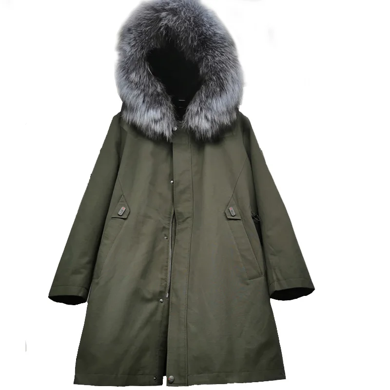 Muskrat fur Liner03 Новое поступление, зимняя высококачественная теплая норковая Меховая куртка с капюшоном для мужчин, Воротник из лисьего меха, зимнее теплое пальто для мужчин со съемным воротником - Цвет: Muskrat fur Liner03