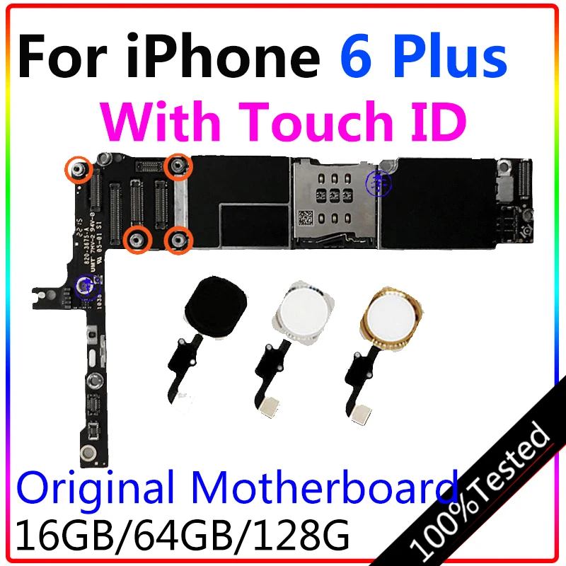 Оригинальная Заводская разблокированная материнская плата для iphone 6 Plus Touch ID iphone6