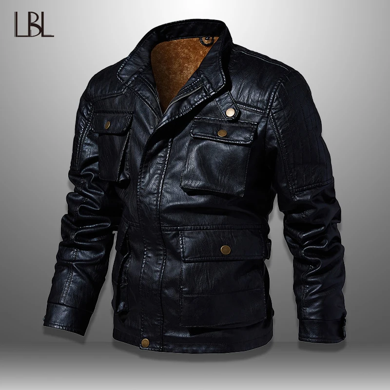 

New Motorcycle Leather Jacket Men Autumn Winter Windbreaker Hooded PU Jackets Male Outwear Warm PU Baseball Jackets Size M-4XL