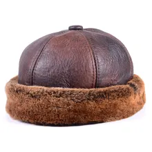 Мужская Женская натуральный мех кожа Круглая Шапка капот Zucchetto Toque Beanie Новая Кепка армейская/темно-синяя шапка s/шапки