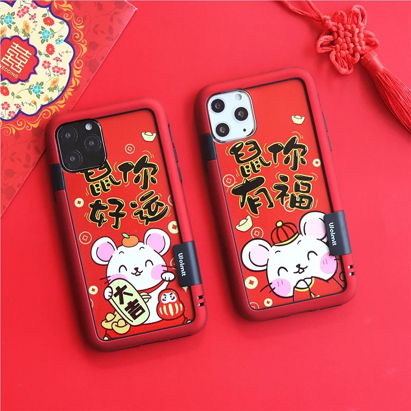 Для iPhone 11 pro XS max XR X Новогодняя красная lucky mouse пленка для экрана из закаленного