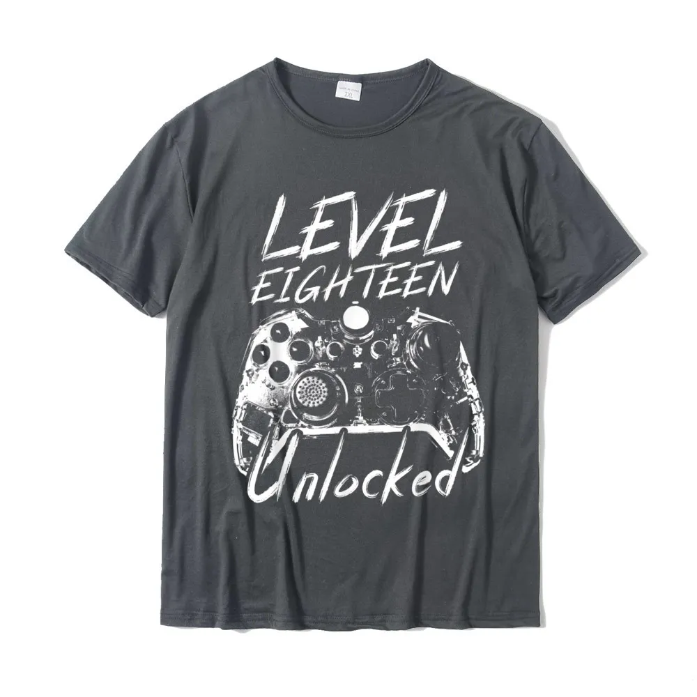 Casual Mens Latest Crazy T Shirt Round Collar Lovers Day 100% Cotton T-shirts comfortable Short Sleeve Tee Shirts Level 18 Unlocked Boys 18th Birthday 18 Year Old Gamer Gift T-Shirt__20155 carbon