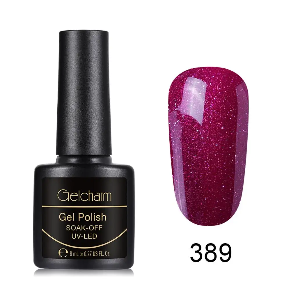 Gelcharm 8 мл Glassic многоцветная серия Гель-лак для ногтей УФ светодиодный отмачиваемый гель лак для ногтей Блеск Дизайн ногтей салон маникюр - Цвет: 389