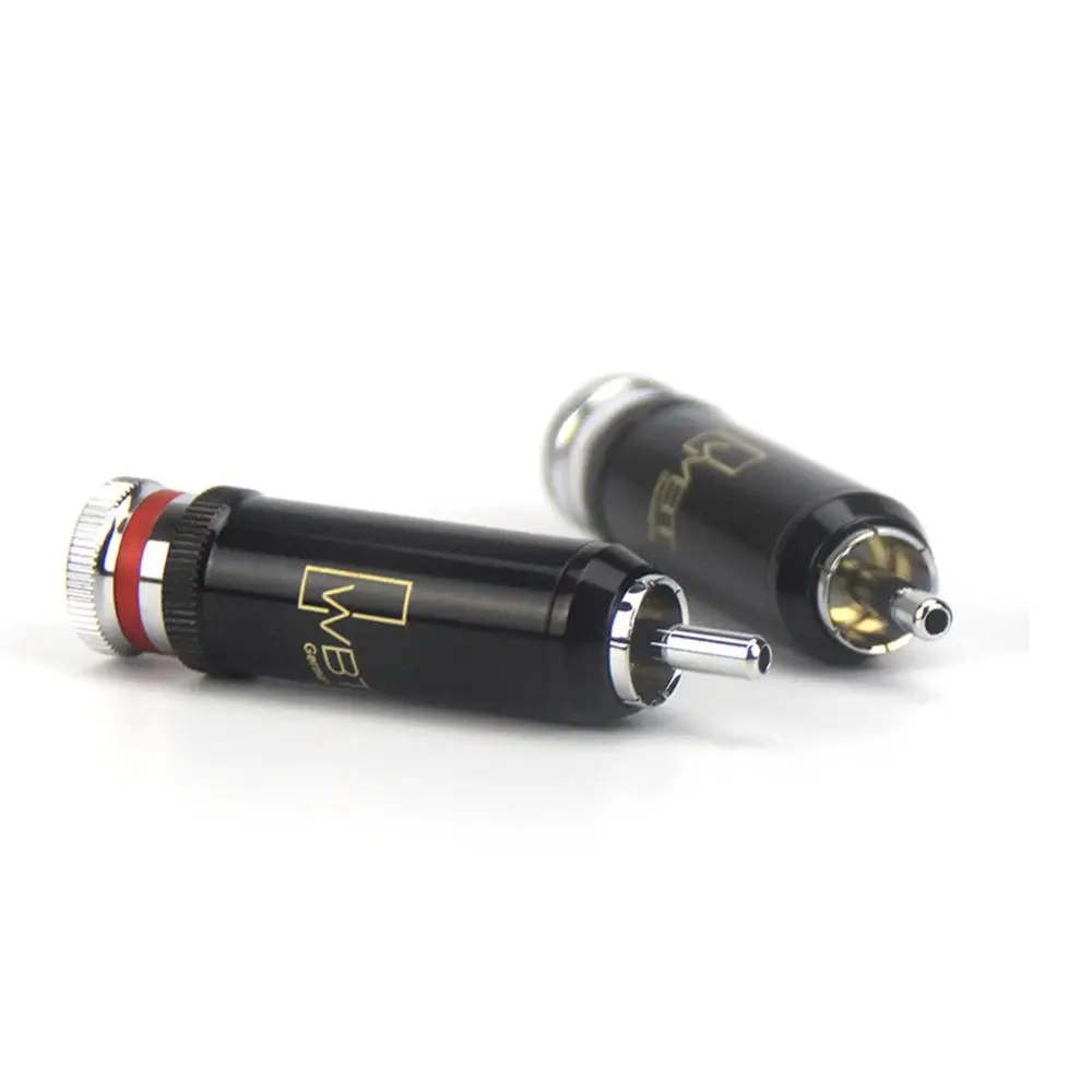 Haldane 4pcs/lot HIFI WBT-0102Ag brass Rhodium plated Soldering 9mm RCA plug for RCA Male Interconnect Audio Cable