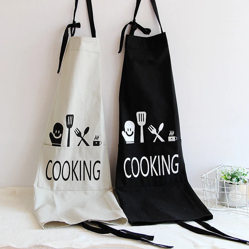 1PC Brief Polyester Cotton Women Apron For Kitchen Baking Cooking Apron Black Grey Women Man Sleeveless Cooking Aprons