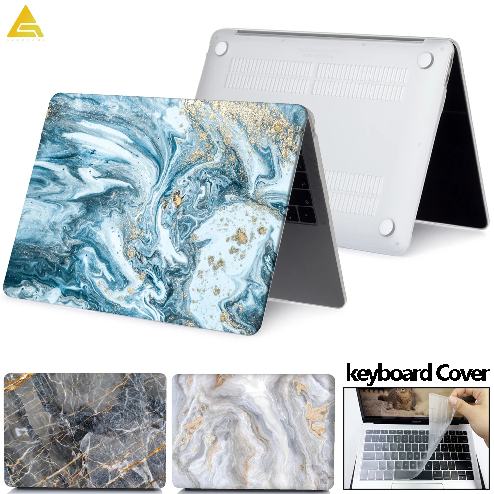 

Marble Laptop Case For MacBook Air 13 Touch ID A1932 Pro Retina 11 12 13 15 Pro 13.3 2019 A2159 Touch Bar + Keyboard Cover