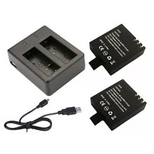 Battery Dual Charger + 2Pcs 1000mAh Original GitUP Backup Rechargeable Li-on Battery For GitUP Git2 / Git2P Sports Action Camera
