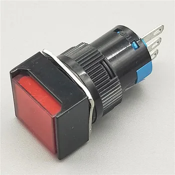 

10Pcs 16mm long push button switch la16j-11 22 self-locking reset, 3 feet 6 feet without light