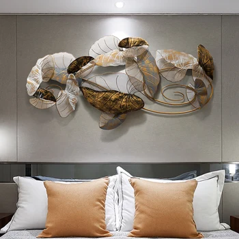 

NEW CHINESE LUXURY WROUGHT IRON LEAF WALL HANGING CRAFTS HOME LIVINGROOM SOFA BACKGROUND WALL MURALS DECORATION 3D WALL STICKER