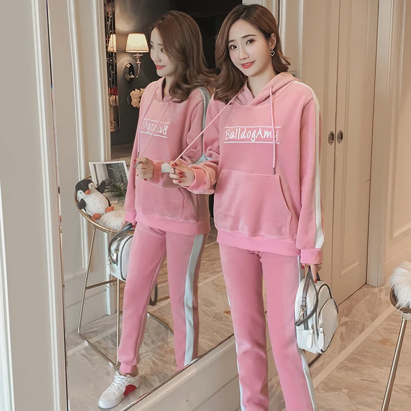 

9150# Autumn Winter Thicken Warm Maternity Clothing Suit Sports Casual Clothes for Pregnant Women pleuche with Velvet Pregnancy
