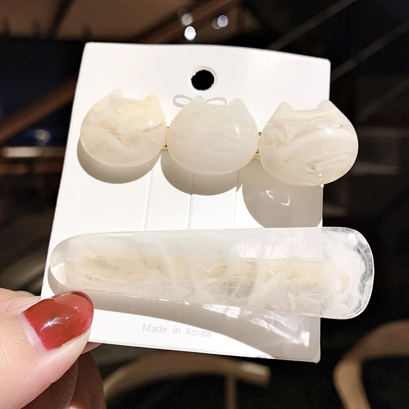 2pcs white Супер ткань 2 шт./компл. корейской моды с милой совой прозрачные полимерные заколки Заколки для волос Для женщин девочек шпильки геометрической формы женские аксессуары для волос - Цвет: 2pcs white