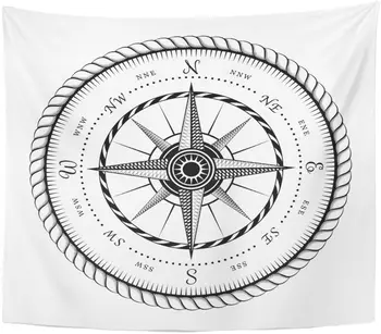 

Compass Ancient Sign of Wind Rose Engraving Vintage Marine Tapestry Home Decor Wall Hanging for Living Room Bedroom Dorm 50x60