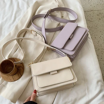 

Solid Color PU Leather Crossbody Bags For Women 2020 Summer Simple Fashion Handbags and Purses Female Shoulder Bags