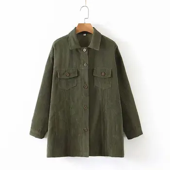

women corduroy shirt 2019 fashion women solid turn down collar buttons pockets full sleeve female autumn casual chic outwears