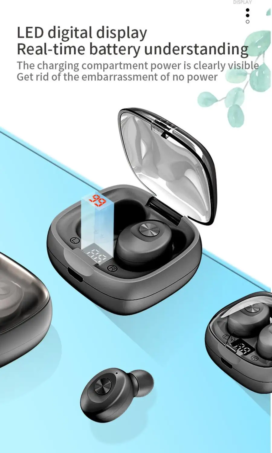 Водонепроницаемый IPX6 мини беспроводной Bluetooth наушники спортивный светодиодный цифровой TWS трогательный Ctrl наушник стерео Fone De Ouvido 50DEC20