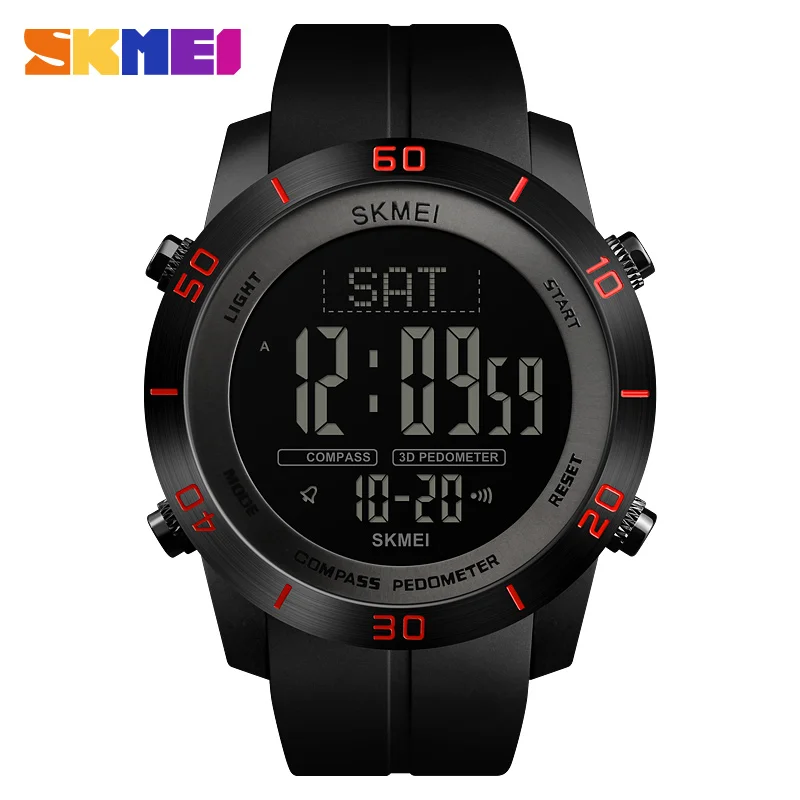 Мужские Цифровые часы эксклюзивный бренд SKMEI наручные часы калорий шагомер браслет для мужчин компас цифровые часы мужские s часы - Цвет: Red