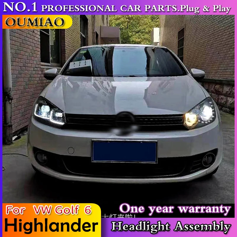 Автомобильные аксессуары фары 2009 2013 для VW Golf 6 MK6 гольфа R20 биксеноновые линзы|Фара